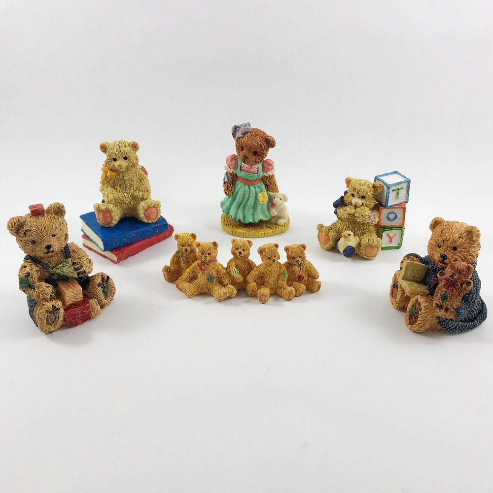 Vintage YOUNG'S Resin Bear Figurines - Rustic Baby Bears Nursery Collection